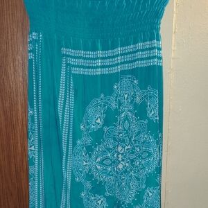 5th & Love Teal Maxi Skirt with White Patterns